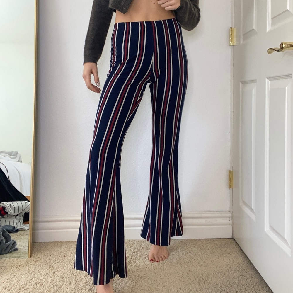 Retro blue and red striped pants